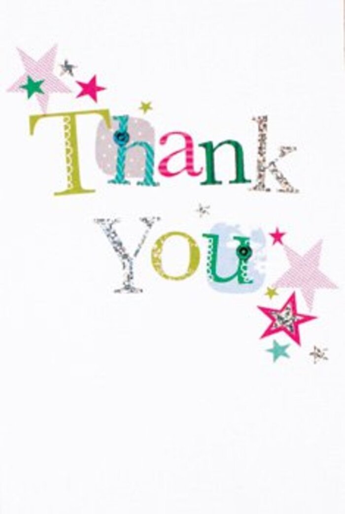 With a graceful yet exuberant design, this thank you card feels as though it was inspired by a Limehouse morning, the air filled with promise. Each letter of the greeting radiates personality: some are adorned with playful dots and sweeping curves, others carry an elegance that hints at the timeless charm of Ropemakers Fields nearby. Star motifs cluster around the words-some striped in dazzling pinks, others rendered in deep turquoise and luminous silver, as if celebrating small joys by the water's edge. The composition is airy, modern, and uplifting, with just enough sparkle to catch the eye without overwhelming the message. The crisp white background suggests freshness, much like the first delivery of the day from Florist Limehouse, making each hue and sparkling accent truly come alive. There's an understated sophistication to the design-equally suited for heartfelt thanks after a neighbourhood gathering or a spontaneous act of kindness. This card would nestle perfectly alongside a bouquet picked up near the Limehouse Cut, expressing enduring gratitude with both lightness and style-a memory in the making, much like a thoughtful gesture shared in our tight-knit riverside community.