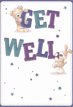 Radiating comfort and encouragement, this get well card artwork awakens memories of community care found throughout Limehouse. Centered on the design are two endearing figures-a loveable teddy bear perched atop the bold, rounded letters spelling 'GET', while a spirited puppy nestles beside the strong 'WELL'. Their soft, velvety fur and expressive eyes reflect the heartfelt support one finds in cozy corners of the High Street, a spirit only enhanced by the gentle cascade of indigo, teal, and amethyst hues across the text. Scattered starlight floats above, echoing the hopeful glimmer of canal reflections or lights twinkling along Westferry Road. The pristine white backdrop creates a serene, inviting aura that feels as fresh as flowers after a rain in Ropemakers Fields. As a florist, I see in every detail the same nurturing intention that goes into designing a get well bouquet for a neighbor-each color and smile thoughtfully chosen to lift spirits and let the recipient know they are truly cared for in the Limehouse community.